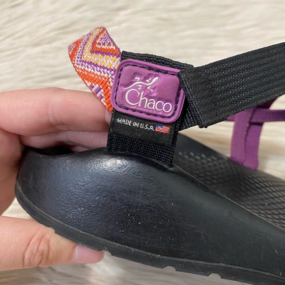 Chaco Purple Orange Yellow Geometric Print Toe Strap ZX/2 Colorado Sport Sandals - Picture 5 of 8